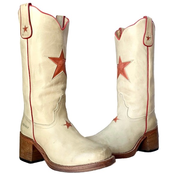 SENDRA Star Vintage Y2K Platform Chunky Heel Sole Campus Cowgirl Western Boots 9 - Picture 2 of 7
